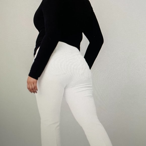 Spanx Womens Pants White Silver Linings Kick Flare Pull On Size XL (14/16) - Picture 3 of 12